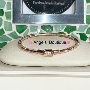 New Pandora Rose Moments Barrel Clasp Snake Chain Bracelet